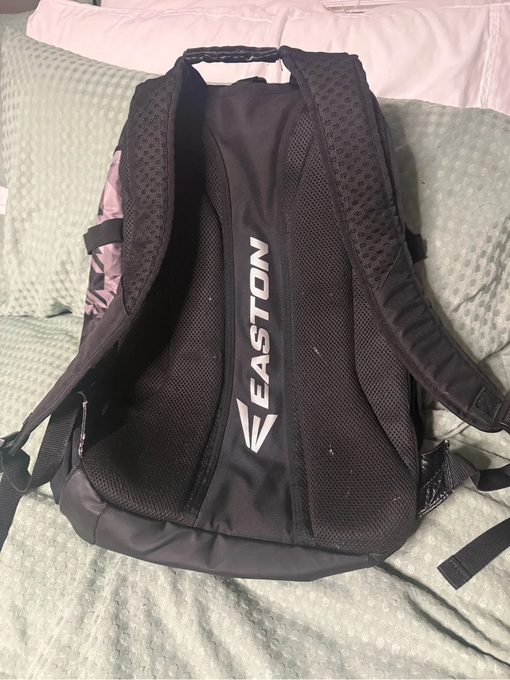 Black Baseball Bat Backpack with Subtle Gray Camo Accents